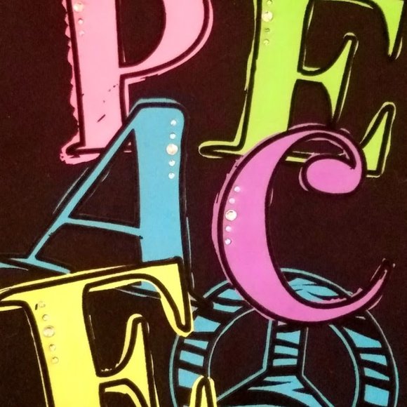 Justice Black hoodie w/bright Peace size 7 - Picture 2 of 4